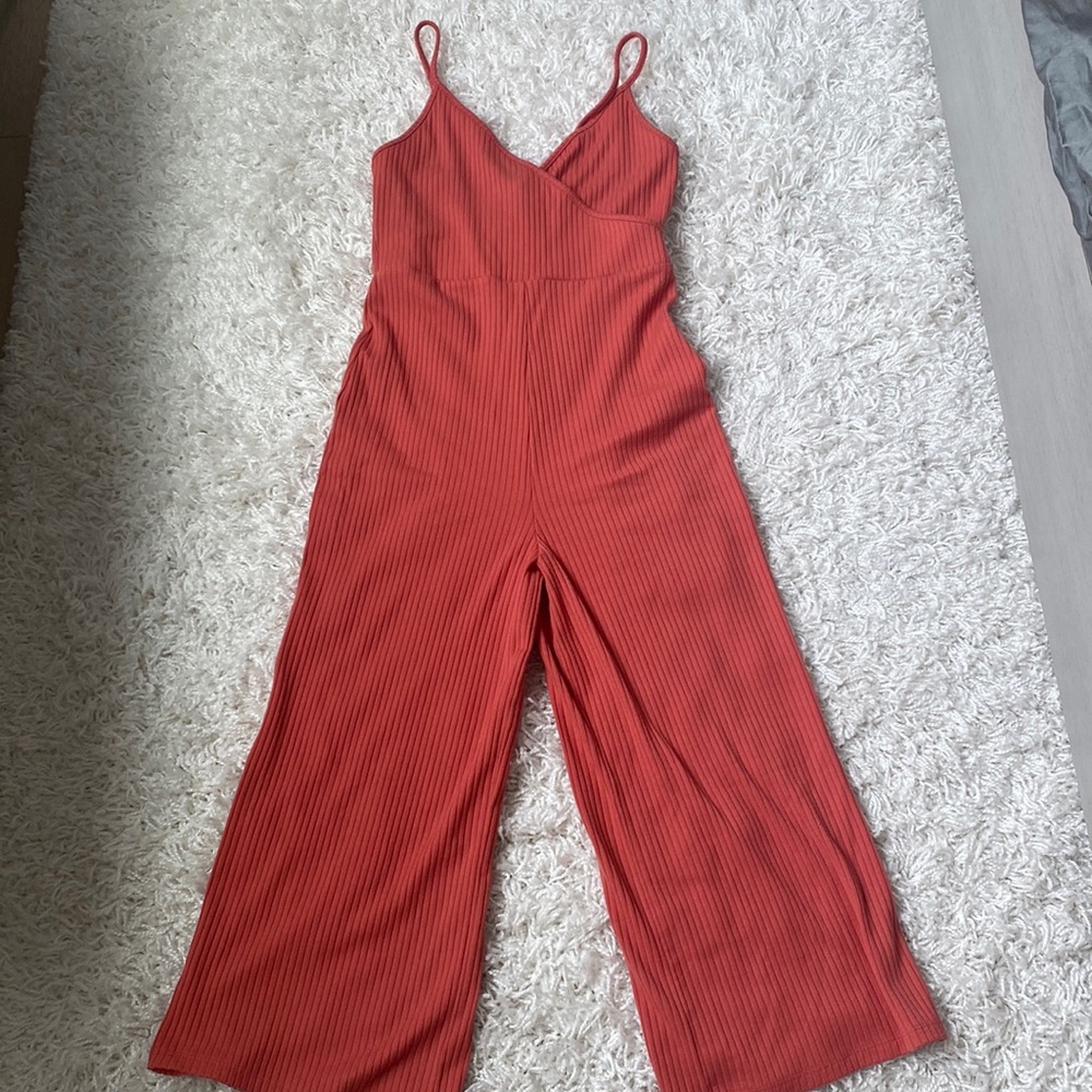 Forever 21 Coral Cotton Jumpsuit Medium